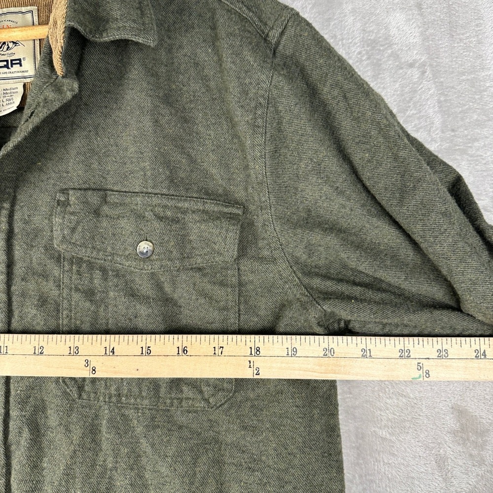 CQR Heritage Flannels Original Mens Button Up Shirt Green Medium Cotton - Picture 6 of 9